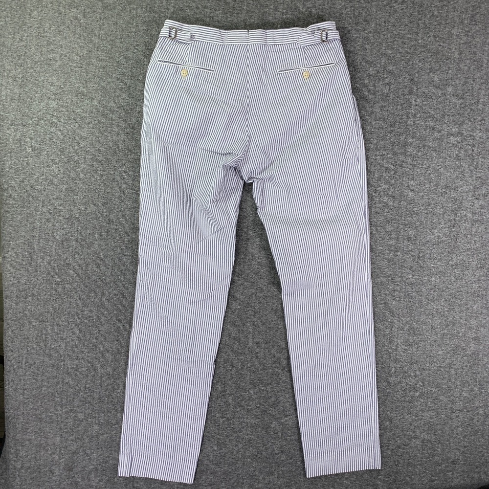 Polo Ralph Lauren Pleated Pants Men 32x32 Seersucker Blue Striped Old Money Luxe - Picture 12 of 12